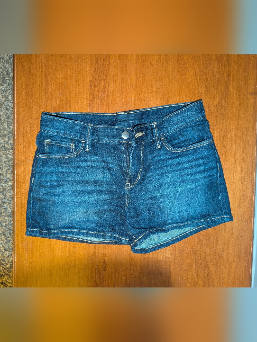 Dark Blue Denim Jean Shorts - Unbranded.